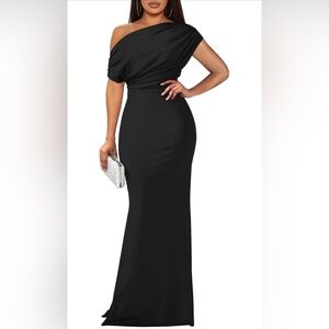 YMDUCH Elegant Sleeveless Off Shoulder Bodycon Long Formal Party Evening Dress